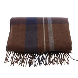 Begg&Co フリンジ柄 チェックマフラー ストール 茶色 ブラウン /SR24