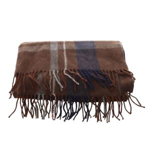 Begg&Co フリンジ柄 チェックマフラー ストール 茶色 ブラウン /SR24