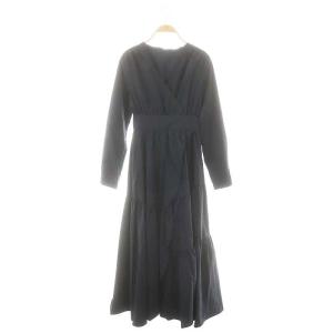 ランダムティアードワンピース山賀琴子さんコラボ ロング 長袖 カシュクール ティアード 34 紺 ネイビー