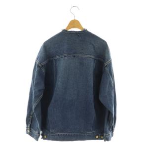 IENA LATELIER DENIMEノーカラー ダメージ加工デニムジャケット Gジャン ジージャン カットオフ 36 ブルー