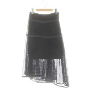 メッシュロングスカート フレア 1 紺