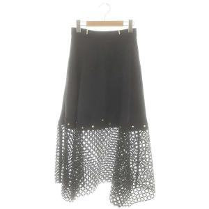 カットワークレーススカート フレア ロング 1 紺