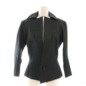 ウールストライプジャケット ブレザー シングル S チャコールグレー