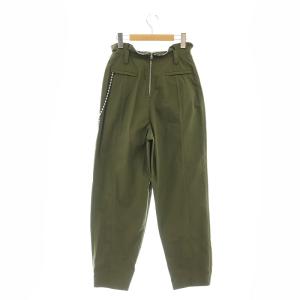 alexanderwang ボールチェーン装飾ハイライズパンツ ボトムス コットン混 2 M カーキ 緑 グリーン