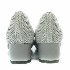 DIANA パンプス ポインテッドトゥ チャンキーヒール フェイクパール リボン 21.5cm グレー /BB SH