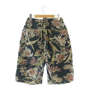 45rpm リリープリントの908イージーポッポショートパンツ ハーフ ジップフライ コットン F 紺 ネイビー マルチカラー