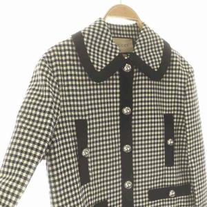 GUCCI ギンガムチェックジャケット 38 ブラック アイボリー 737717