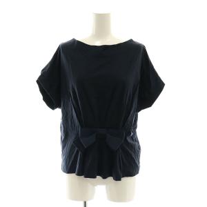リボンTシャツ カットソー 半袖 ボートネック 40 紺 ネイビー /DO OS