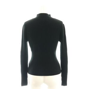 M'S GRACY フロントリボン リブニット セーター 長袖 ハイネック ウール混 38 黒 ブラック