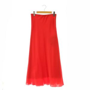 24SS シルクフレアスカート ナローフレアスカート ロング 38 赤 レッド /DF OS