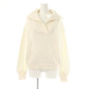 23SS スキッパーカラーメッシュニット プルオーバー 長袖 ホワイト /DF OS