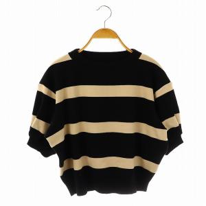ニットトップ ジェンヌ ボーダー 40 ブラック ライトベージュ 42711