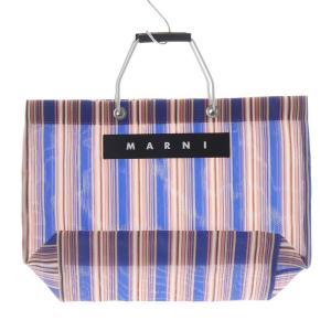 フラワーカフェ ストライプ トートバッグ ハンドバッグ 青 ピンク /SR33