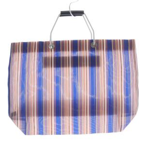 MARNI フラワーカフェ ストライプ トートバッグ ハンドバッグ 青 ピンク /SR33