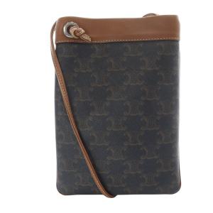 CELINE トリオンフロゴポシェットショルダーバッグ ブラウン