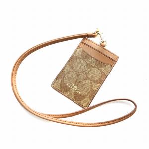 シグネチャー ID ホルダー ランヤード パスケース レザー 茶 ブラウン F63274