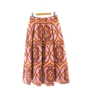 23SS ラメジャガードタックスカート ロング丈 マキシ丈 36 ピンク オレンジ /YQ OS