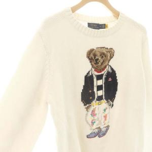 POLO RALPH LAUREN ポロベアコットンクルーネックセーター M ホワイト