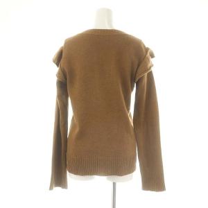 RED VALENTINO REDVALENTINO ウール混フリルVネックニット セーター 長袖 XS 茶 ブラウン /MI OS