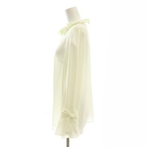 M'S GRACY フリルブラウス 長袖 リボンモチーフ リボンブローチ付き 40 L アイスイエロー