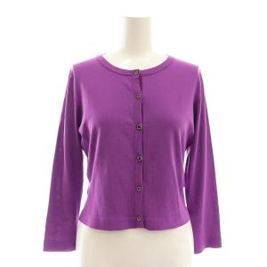 CANDY CLOVER KNIT カーディガン ニット 長袖 クロップド ビジューボタン XS 紫 パープル