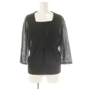 ニットアンサンブル カーディガン 九分袖 カットソー ノースリーブ 40 黒 ブラック /MI OS