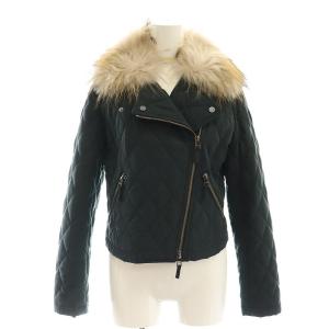 キルトライダースジャケット キルティング ショート ラクーンファー アウター 36 黒 ブラック /MI