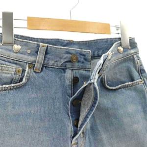 SAINT LAURENT PARIS ハートスタッズデニムショートパンツ ロールアップ ボタンフライ 26 M 青 ブルー 449007 /CX