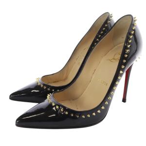 スパイク スタッズ ハイヒール パテント パンプス ピンヒール ポインテッドトゥ 36 23cm 黒 ブラック