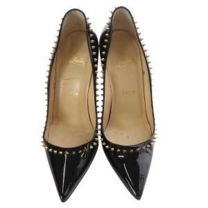 Christian Louboutin スパイク スタッズ ハイヒール パテント パンプス ピンヒール ポインテッドトゥ 36 23cm 黒 ブラック