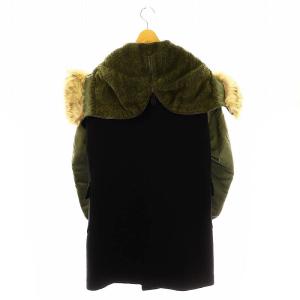 Scye ウールカシミヤメルトンナイロンダッフルコート 38 ブラック カーキ