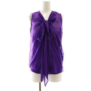 スポーツ SPORTS シルクシアーボウタイブラウス ノースリーブ インナー付き 4 紫 パープル