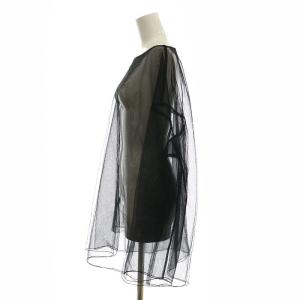 INSCRIRE シースルーチュールブラウス 長袖 ブラック