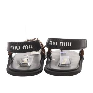 miumiu 24SS Riviere レザートリム トングサンダル 37 ブラウン