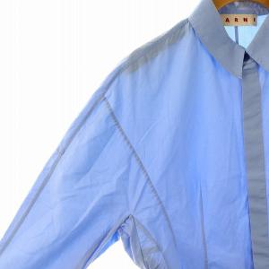 MARNI 24SS CAMA0583UD ポプリン フロントタックデザインシャツ 40 水色