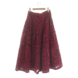 HOUSE OF LOTUS カットジャカードタックスカート ロング フレア M ピンク ブラック