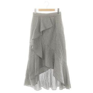 24年 ラッフルマーメイドティアードスカート ロング丈 マキシ丈 フレア 0 S 黒 ブラック 白 ホワイト