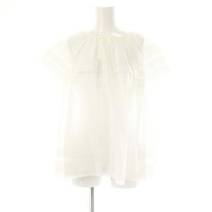 コットンピンタックショートスリーブブラウス 半袖 プルオーバー シアー 36 オフホワイト /DO OS