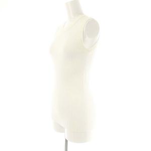 Drawer コットンノースリーブリブニットタンクトップ カットソー プルオーバー オフホワイト