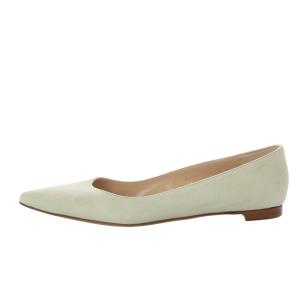 MANOLO BLAHNIK パンプス フラット ポインテッドトゥ スエード 37 ミントグリーン /YO17