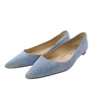 パンプス フラット ポインテッドトゥ スエード 37 ブルー /YO18