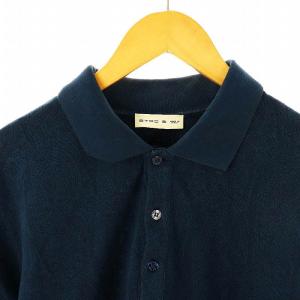 ETRO ペイズリー柄ポロシャツ 半袖 S 紺 /HK OS AD