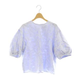 UBCSカットジャカード カットソー 五分袖 プルオーバー フラワー 36 サックスブルー