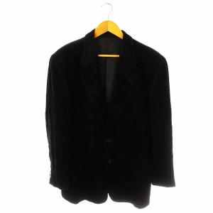 コーデュロイ テーラードジャケット ブレザー シングル 43-35 黒 ブラック /YQ OS