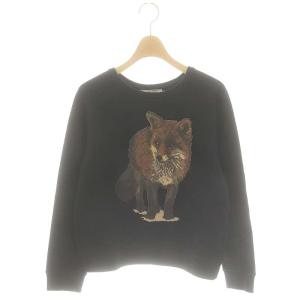 スウェット トレーナー 長袖 プリント プルオーバー S 黒 ブラック