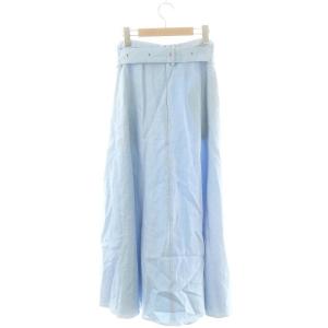 CINOH ロングスカート フレア 麻 リネン 38 ライトブルー /KO OS
