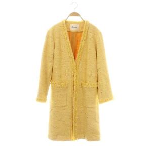 カラーツイードコート ノーカラーコート 36 イエロー