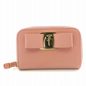 ヴァラリボン レザー コインケース 小銭入れ コンパクト ラウンドファスナー ピンク KM-22D288