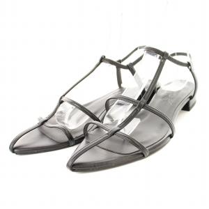 サンダル ポインテッドトゥ Tライン LL 黒 /MM OF