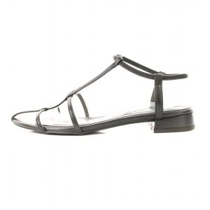 Le Talon サンダル ポインテッドトゥ Tライン LL 黒 /MM OF